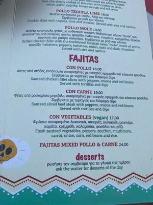 Vegan fajita options at La Tabernita Mexicana in Corfu