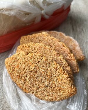 Vegan carrot and nuts cutlets, frozen at Kolibri in Yerevan