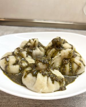 Vegan khinkali Kolibri with seitan, I served them with zaatar, incredible taste! at Kolibri in Yerevan