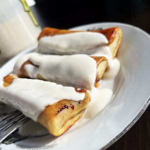 Vegan Kolibri blini (crepes) filled with forest mushrooms. Served with my homemade vegan sour-cream. at Kolibri in Yerevan