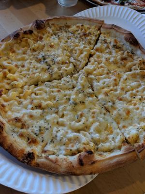Mac and cheese pizza w/o bacon. at Cantore's Pizza in West Lebanon