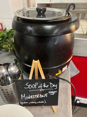 Vegan soup of the day at Eat To The Beat in Aylesbury