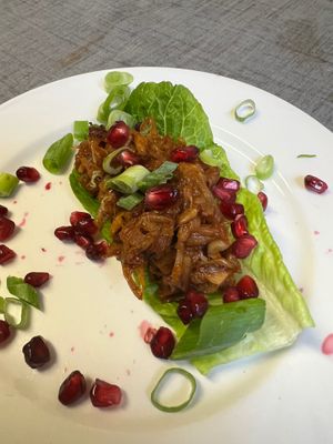 Spicy jackfruit “pulled pork” starter  at Eat To The Beat in Aylesbury