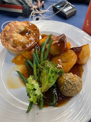 Roast dinner with pieminster jackfruit pie, honestly amazing! at Eat To The Beat in Aylesbury