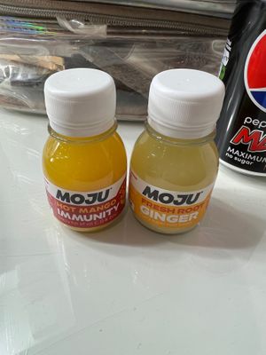 Moju shots, ginger shot and hot immunity shot (mango  at Eat To The Beat in Aylesbury