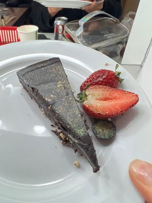 Rich dark chocolate torte at Eat To The Beat in Aylesbury