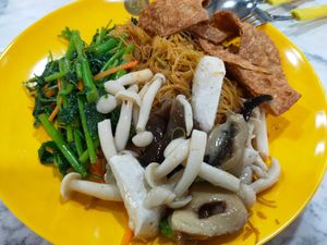 Today's dishes are salty ... at Unicuz Vegetarian 宏缘素食 - Aperia Mall in Central Singapore