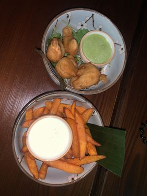 Bodhis Favorite (vegan shrimps) and Sweet & Potatoe   at Zen Chay 2  in Cologne