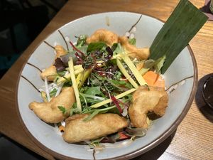 Vegane Shrimps 🍤 mit Reis und Erdnusscremesoße   at Zen Chay 2  in Cologne