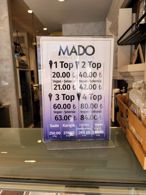 Pricelist at Mado in Antalya
