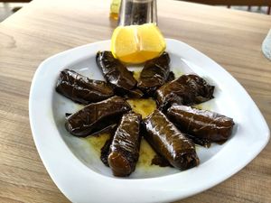 Vine leaves at Agora Cafe in Delphi