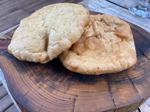 Sopaipillas: typical fried bread, in this case made with pine nuts flour. at Ruta al Conguillio in Melipeuco