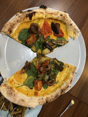 Pizza ‘La Vegana’ - sorry, was so hungry, forgot to take photos before starting!  at La Famiglia in Jindabyne