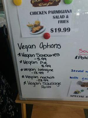 Vegan menu 25.11.2022 at Geraldine Orchard Farmshop & Cafe in Geraldine