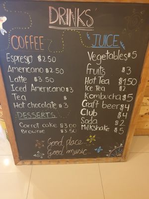 Drink Menu at Green Island in Puerto Baquerizo Moreno