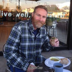 Jon Enjoying Lunch on the Patio at Natural Selection in Arcadia