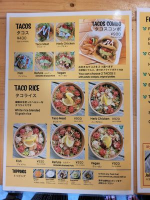 Menu 9/20 at Sunny Tacos in Okinawa