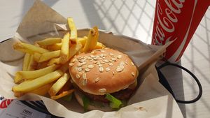 Vegan Burger and Fries at Goody's in Corinth