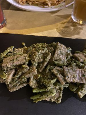 Homemade pasta with pesto  at Valhalla in Finale Ligure