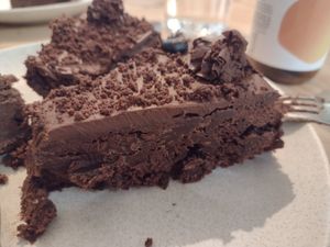 Vegan brownie dessert at TERRA in Funchal