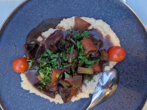 Bourguignon : champignons, carottes, céleri, sauce vinaigre de vin at TERRA in Funchal