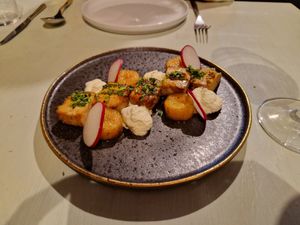 Tofu and fried banana with orange cream at TERRA in Funchal