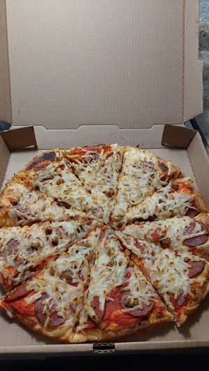 Pepperoni & sausage at Slice and Dice Pizzeria in Albuquerque