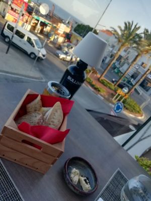 Breads, view of the town at The Market Restaurant in Albufeira