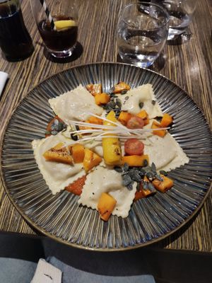Pumpkin and seitan ravioli at The Market Restaurant in Albufeira
