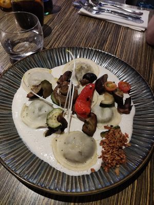 Creamy eggplant ravioli at The Market Restaurant in Albufeira