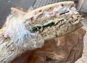 Tramezzino “tonno” rucola e mayo  at Arcadia Caffe in Pisa