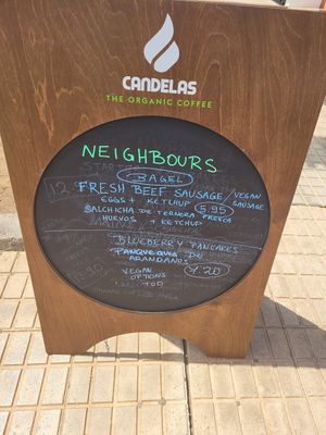 Menu at Neighbours in Tenerife