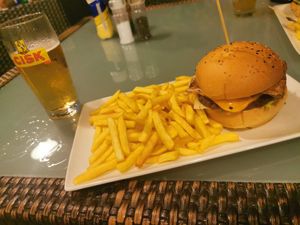 Vegan burger. So many fries!! at Badass Burgers in St Julians