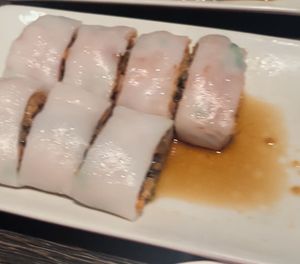 Crispy wild mushroom and bean curd cheung fun   at Yauatcha - Soho in London