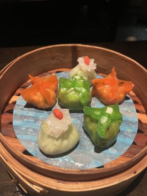 Vegan dim sum (one not pictured)  at Yauatcha - Soho in London