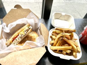 MLT sandwichh  at A. T. M. Vegan Deli in Brooklyn