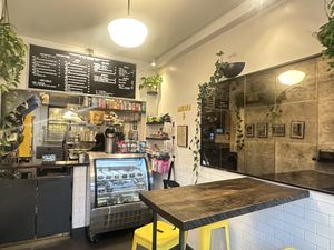 interior, February 2025  at A. T. M. Vegan Deli in Brooklyn