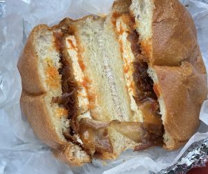  B.E.C. (with a little sriracha 😋)  at A. T. M. Vegan Deli in Brooklyn