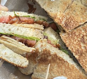 C.L.B. (Club double decker sandwich)  at A. T. M. Vegan Deli in Brooklyn