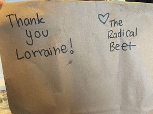 a very cute handwritten note!   at The Radical Beet in San Diego