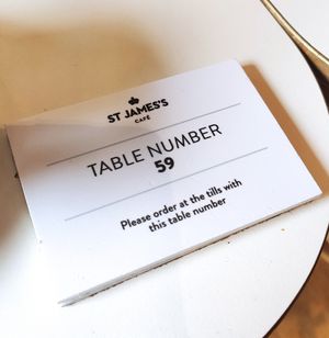 Self service/order by telling the table number at St James's Café in London