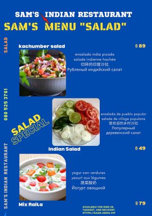 kachumber salad Indian salad and raita is a perfect vegetarian diet . at Sam's Indian Restaurant in Phuket