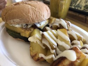 Aniburger con farinata  at Animo Cucina Naturale in Brescia