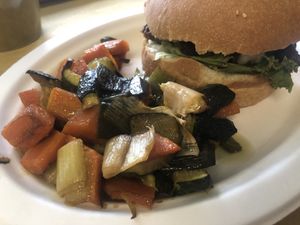 Aniburgher e spadellata di verdure 🔝   at Animo Cucina Naturale in Brescia