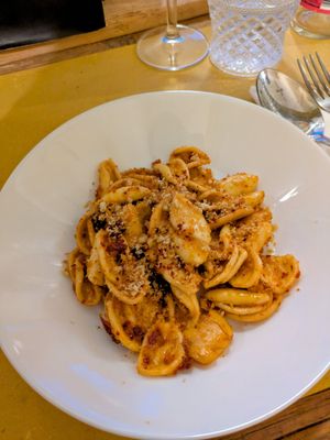 Strascinati al peperone crusco at Animo Cucina Naturale in Brescia