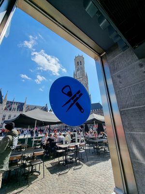 View at belfry from inside at WASBAR in Bruges