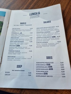 Menu at WASBAR in Bruges