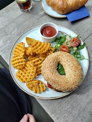 Vegan bagel with falafel that was really good. at WASBAR in Bruges