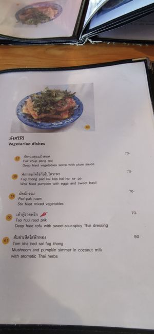Vegetarian menu at Malakor Kitchen and Cafe - ร้านมะละกอ in Ayutthaya