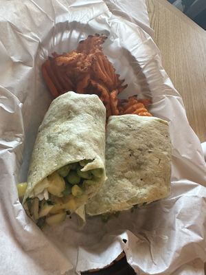 Veggie wrap w/ sweet potato fries  at Clean Eatz in Glendale